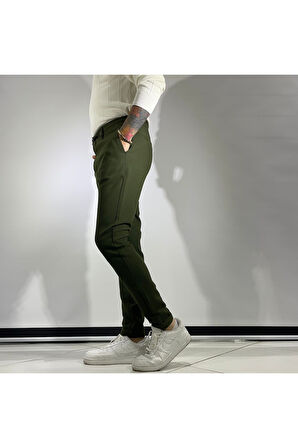 Duble Paça Beli Lastikli Kordonlu Bilek Boy Erkek Kumaş Pantolon