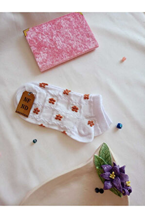 3 ÇİFT DİKİŞSİZ PATİK ÇORAP PAMUKLU KISA KONÇ DESENLİ KADIN ÇORABI 36-40 MOR KIRMIZI BEYAZ