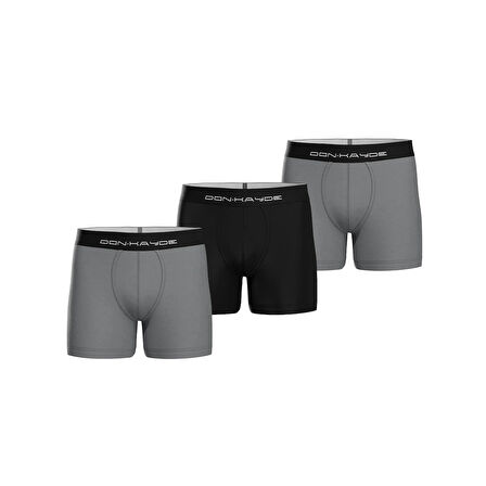 Don-Kayde-Premium-Micro-Modal-Mix-3'lü-Erkek-Boxer-Short-2 Gri-1 Siyah-Set