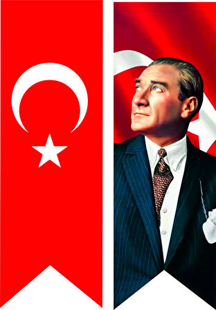 TÜRK BAYRAĞI VE ATATÜRK BASKILI KIRLANGIÇ BAYRAK TAKIM 50*150