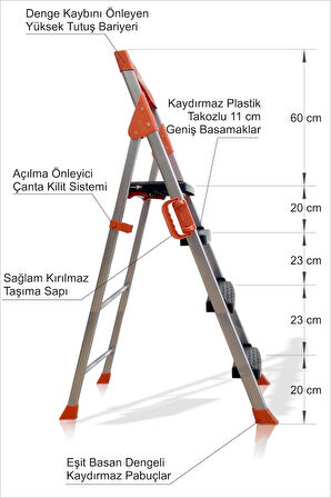Ev Okul İşyeri Mutfak Kütüphane Raf İçin Dekoratif Kaydırmaz 4 Basamak Sağlam Dengeli Kısa Merdiven