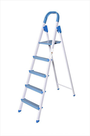 Uzun Büyük 130 cm A Tipi 4+1 Toplam 5 Kaydırmaz Basamaklı Sehpalı Sağlam Pabuçlu Merdiven Basamak