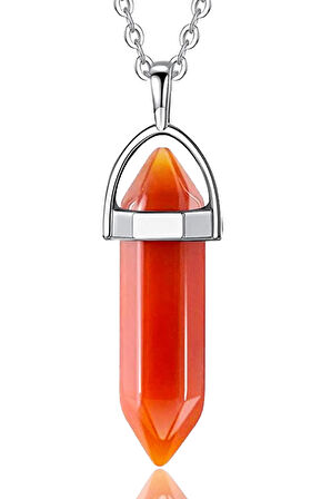 Sertifikalı Çivi Model Kızıl Yemen Akik Taşı Kolye Doğal Koyu Kırmızı