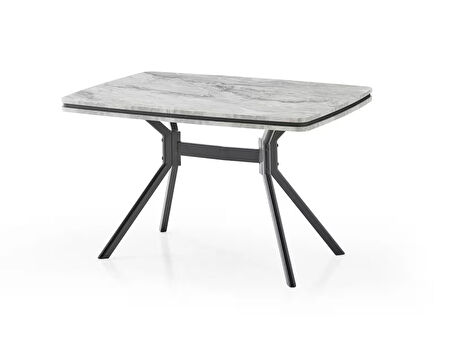 Koza Bank Yemek Masası Takımı – 80×120 cm Gri Mermer, 2 Antrasit Bank, 2 Sandalyeli