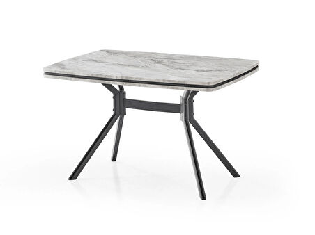 Koza Bank Yemek Masası Takımı – 80×120 cm Gri Mermer, 2 Antrasit Bank, 2 Sandalyeli