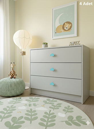 Bulut Pastel Mavi Mobilya Kulpu 4 Adet