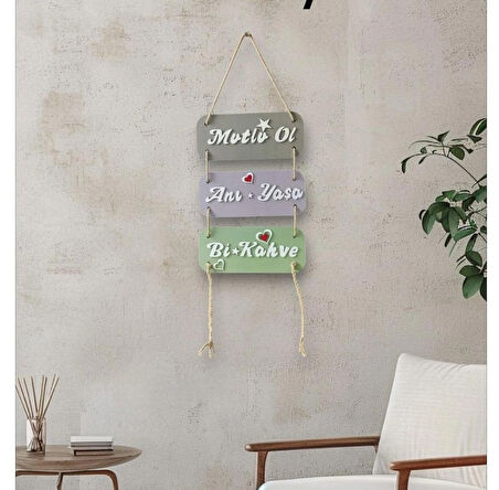 Mutlu Ol – Anı Yaşa – Kahve Keyfi Ahşap 3’lü Dekor Seti