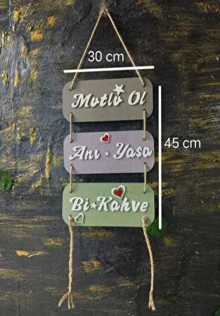 Mutlu Ol – Anı Yaşa – Kahve Keyfi Ahşap 3’lü Dekor Seti