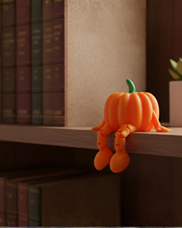 Eğlenceli Sevimli Cadılar Bayramı Oturan Figür Balkabağı Masa Raf Dekoru | 3D Baskı Halloween Süsü