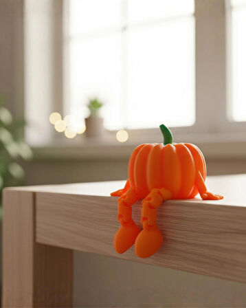 Eğlenceli Sevimli Cadılar Bayramı Oturan Figür Balkabağı Masa Raf Dekoru | 3D Baskı Halloween Süsü