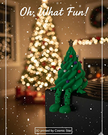 Oturan Yılbaşı Çam Ağacı Dekorlu Ve Bacaya Sıkışmış Noel Baba Figür Seti | Eğlenceli Masa Dekoru Süs