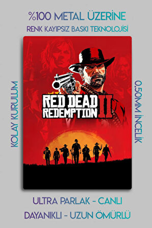 Metal Baskı Parlak Duvar Tablosu - RDR2 - Red Dead Redemption 2