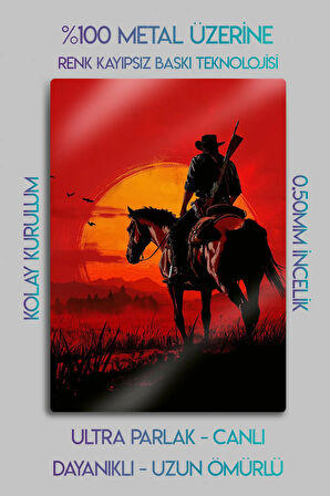 Metal Baskı Parlak Duvar Tablosu - RDR2 - Red Dead Redemption 2