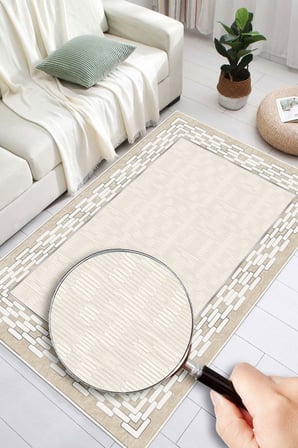 Çerçeveli Modern Kaymaz Taban Makinede Yıkanabilir Halı Oturma Odası Salon Halı Koridor Halı