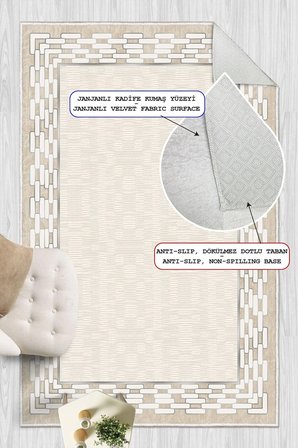 Çerçeveli Modern Kaymaz Taban Makinede Yıkanabilir Halı Oturma Odası Salon Halı Koridor Halı
