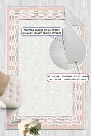 Çerçeveli Modern Kaymaz Taban Makinede Yıkanabilir Halı Oturma Odası Salon Halı Koridor Halı