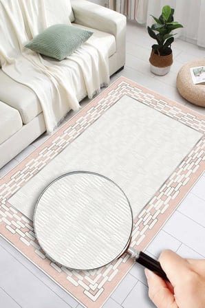 Çerçeveli Modern Kaymaz Taban Makinede Yıkanabilir Halı Oturma Odası Salon Halı Koridor Halı