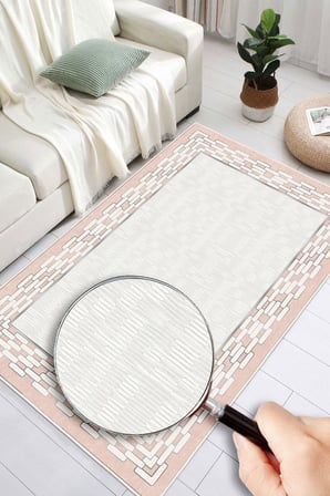 Çerçeveli Modern Kaymaz Taban Makinede Yıkanabilir Halı Oturma Odası Salon Halı Koridor Halı