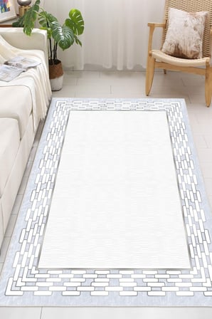 Çerçeveli Modern Kaymaz Taban Makinede Yıkanabilir Halı Oturma Odası Salon Halı Koridor Halı