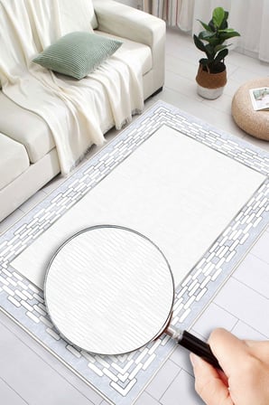 Çerçeveli Modern Kaymaz Taban Makinede Yıkanabilir Halı Oturma Odası Salon Halı Koridor Halı