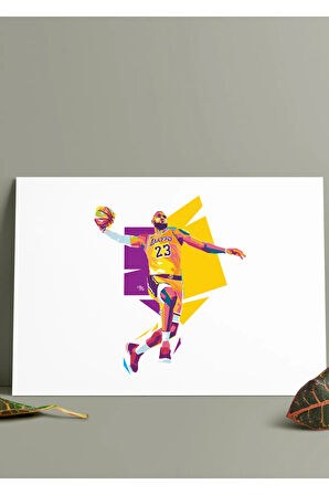 Metal Baskı Parlak Duvar Tablosu - Lebron James Lakers