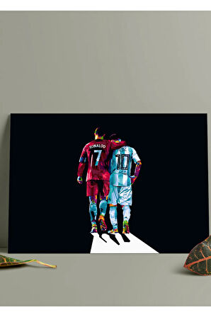 Metal Baskı Parlak Duvar Tablosu - Ronaldo Messi
