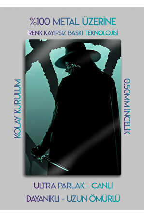 V for Vendetta - Metal Baskı Dekoratif Tablo