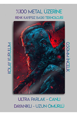 Ragnar Lodbrok, Vikings - Parlak Metal Baskı Tablo