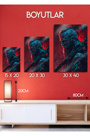 Ragnar Lodbrok, Vikings - Parlak Metal Baskı Tablo
