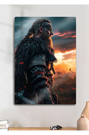 Ragnar Lodbrok, Vikings - Parlak Metal Baskı Tablo