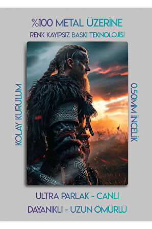 Ragnar Lodbrok, Vikings - Parlak Metal Baskı Tablo