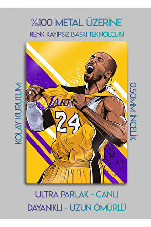 Kobe Bryan, LA Lakers - Parlak Metal Baskı Tablo