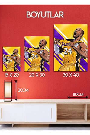 Kobe Bryan, LA Lakers - Parlak Metal Baskı Tablo