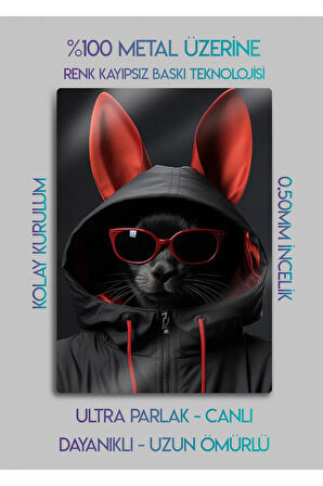 Tavşan Stilist Rabbit - Parlak Metal Tablo