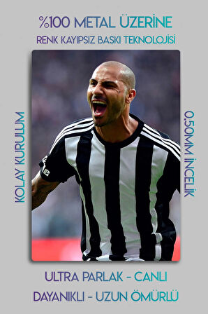 Metal Baskı, Ricardo Quaresma B.JK Bessiktas - Parlak Dekoratif Sporcu Duvar Tablosu