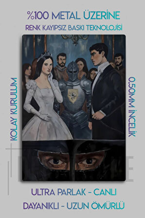 Metal Tablo - Şövalye Ve Prenses, Kalp Muhafızı, Dark Fantasy Hikaye Poster
