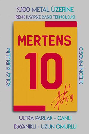 Metal Baskı - İmzalı Dries Mertens, Sarı Kırmızı Taraftar, Dekoratif Tablo