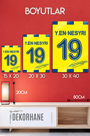 Metal Baskı - İmzalı Yusuf en-Nesyri, Sarı Lacivert Taraftar, Dekoratif Tablo