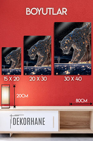 Metal Baskı - Luxury Panter Pırlanta 3D Görünüm, Dekoratif Duvar Tablosu