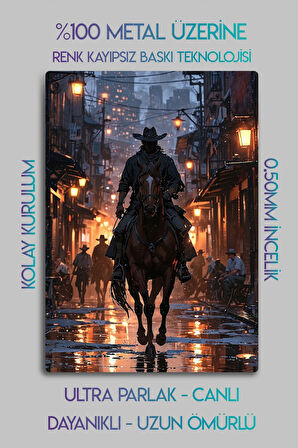 Metal Baskı - RDR2, Red Dead Redemption 2, Kovboy At - Dekoratif Tablo