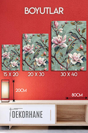 Parlak Canlı Metal Baskı - 3'lü Sanatsal Kuş Figürlü Dekoratif Tablo