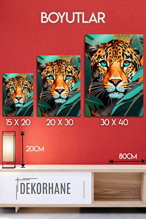 Metal Tablo 3'lü Set, Doğal Hayvanlar, Kuş, Kaplan, Papağan, Egzotik Dekoratif