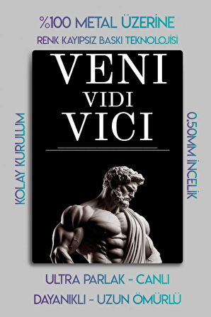 Metal Baskı - Veni Vidi Vici, Motivasyon Mitolojik Heykel Dekoratif Tablo