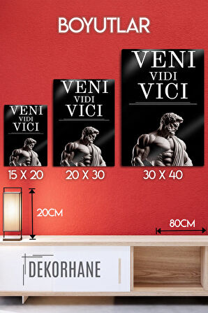 Metal Baskı - Veni Vidi Vici, Motivasyon Mitolojik Heykel Dekoratif Tablo