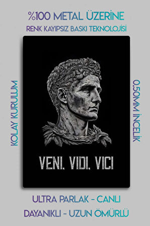 Metal Baskı - Veni Vidi Vici, Motivasyon Mitolojik Heykel Dekoratif Tablo