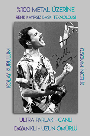Metal Baskı - Freddie Mercury, Queen, İmzalı Bohemian Rhapsody, Dekoratif Tablo