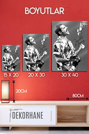 Metal Baskı - Freddie Mercury, Queen, İmzalı Bohemian Rhapsody, Dekoratif Tablo