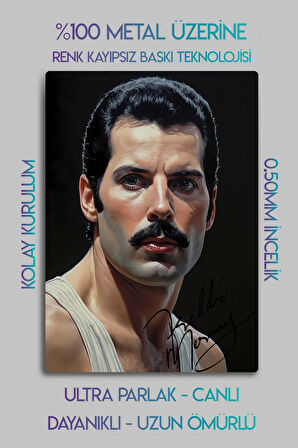 Metal Baskı - İmzalı Freddie Mercury, Queen, Bohemian Rhapsody, Dekoratif Tablo