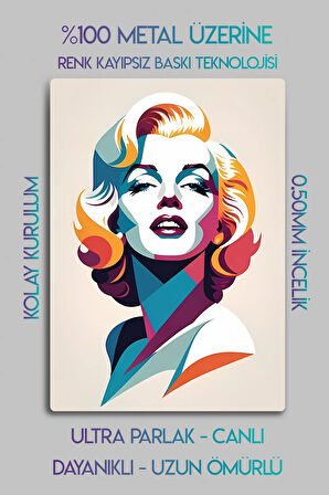 Metal Baskı - Marilyn Monroe Dekoratif Tablo, Canlı, Parlak