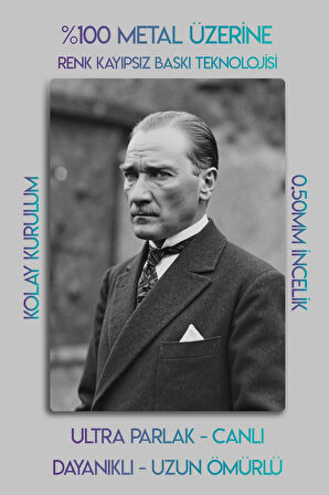 Metal Baskı - Mustafa Kemal Atatürk, 6'lı Dekoratif Tablo